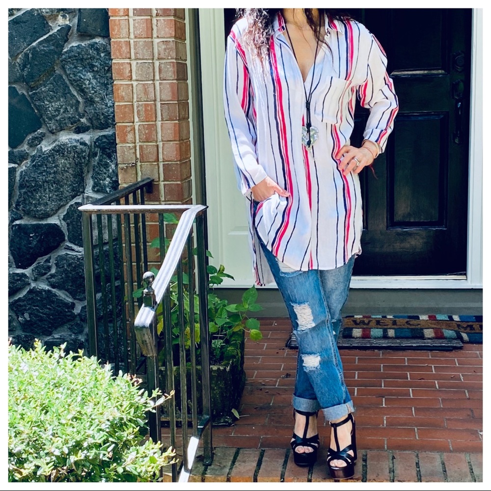 Chic white loose fit striped tunic - Picture 3 of 10
